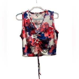Juicy Couture Cotton Floral Tie Dye Crop Top L
